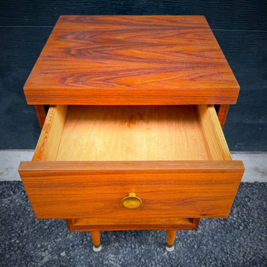 Compact mid century walnut bedside table — photograph 5 of 5