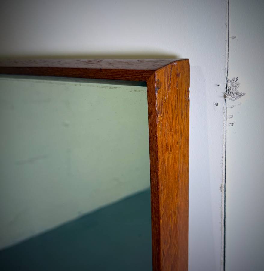 Mid century modern teak framed mirror — photograph 4 of 5