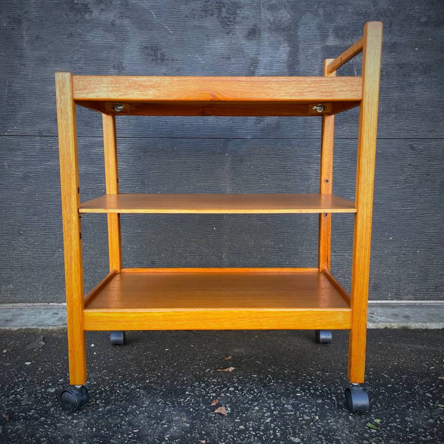 Compact mcm teak bar cart — photograph 2 of 4