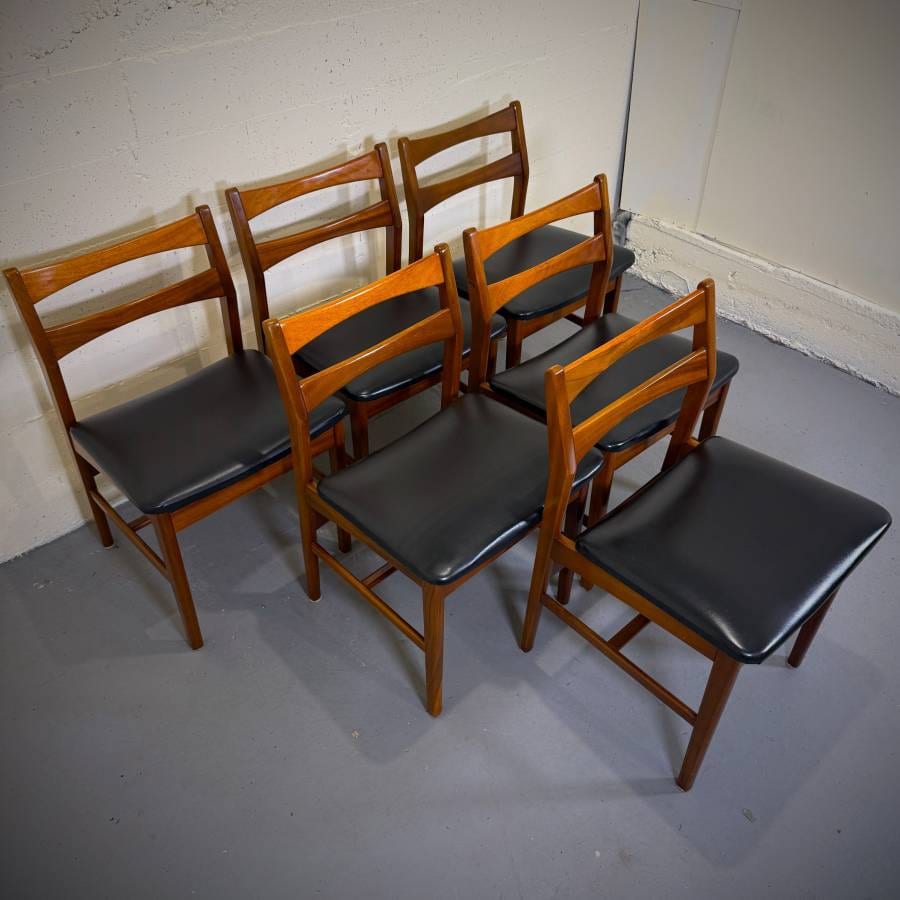 Set of 6 mid century modern teak dining chairs made in UK — photograph 3 of 7