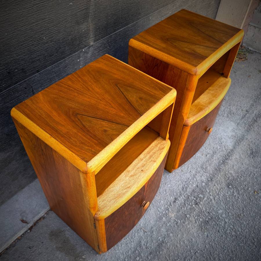 Pair of mid century modern art deco bedside tables — photograph 6 of 6
