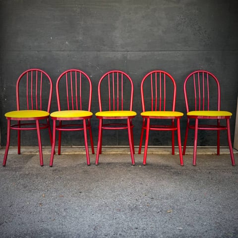 Vintage vibrant mid century modern bistro chairs