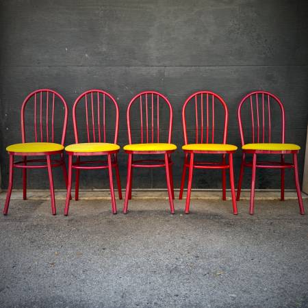 Vintage vibrant mid century modern bistro chairs