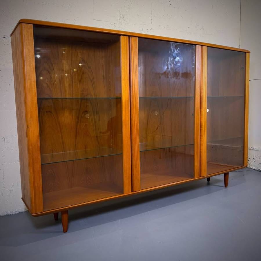 Extra large mid century modern teak and glass shelving unit — photograph 3 of 5