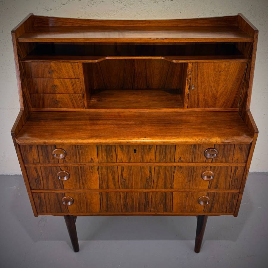 Stunning 1960s danish modern rosewood secretaire desk dresser — photograph 4 of 9