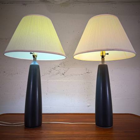 Beautiful pair of mid century ceramic lamps by Lotte Bostlund