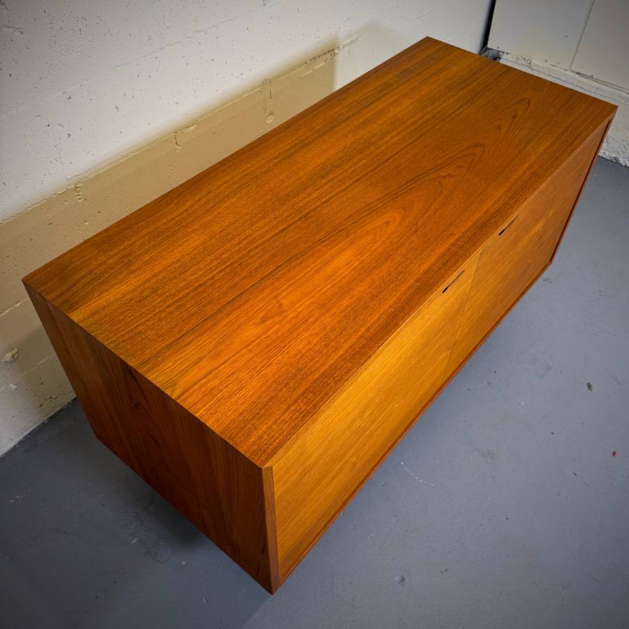 Compact danish modern teak credenza — photograph 5 of 6