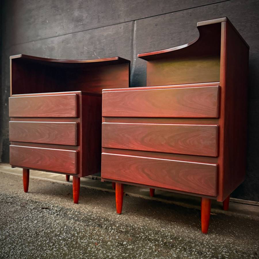 Pair of mid century modern rosewood night stands — photograph 3 of 7