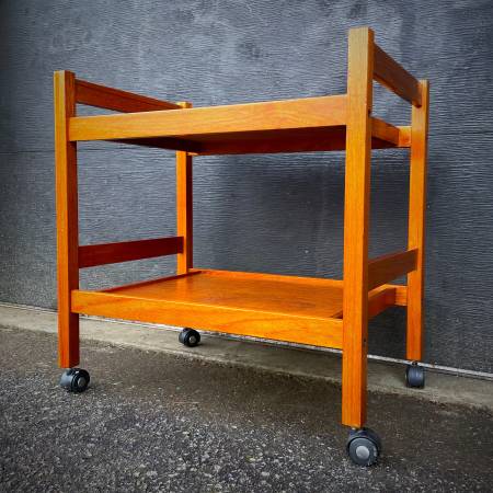Mid century modern teak bar cart