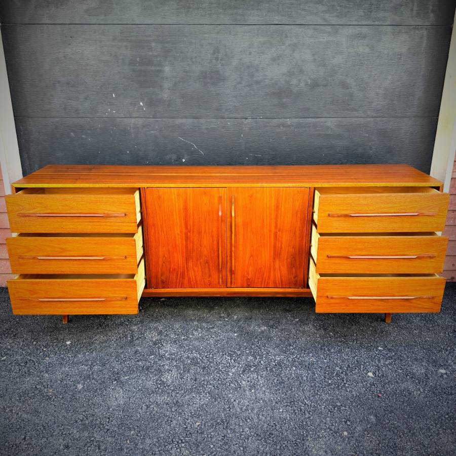 Extra long mid century modern walnut dresser credenza — photograph 5 of 7