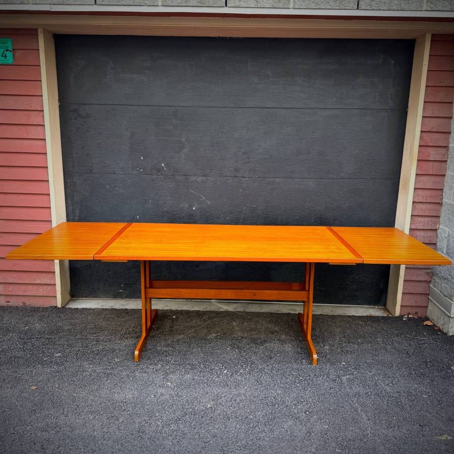 Danish mid century modern trestle leg dining table — photograph 7 of 9