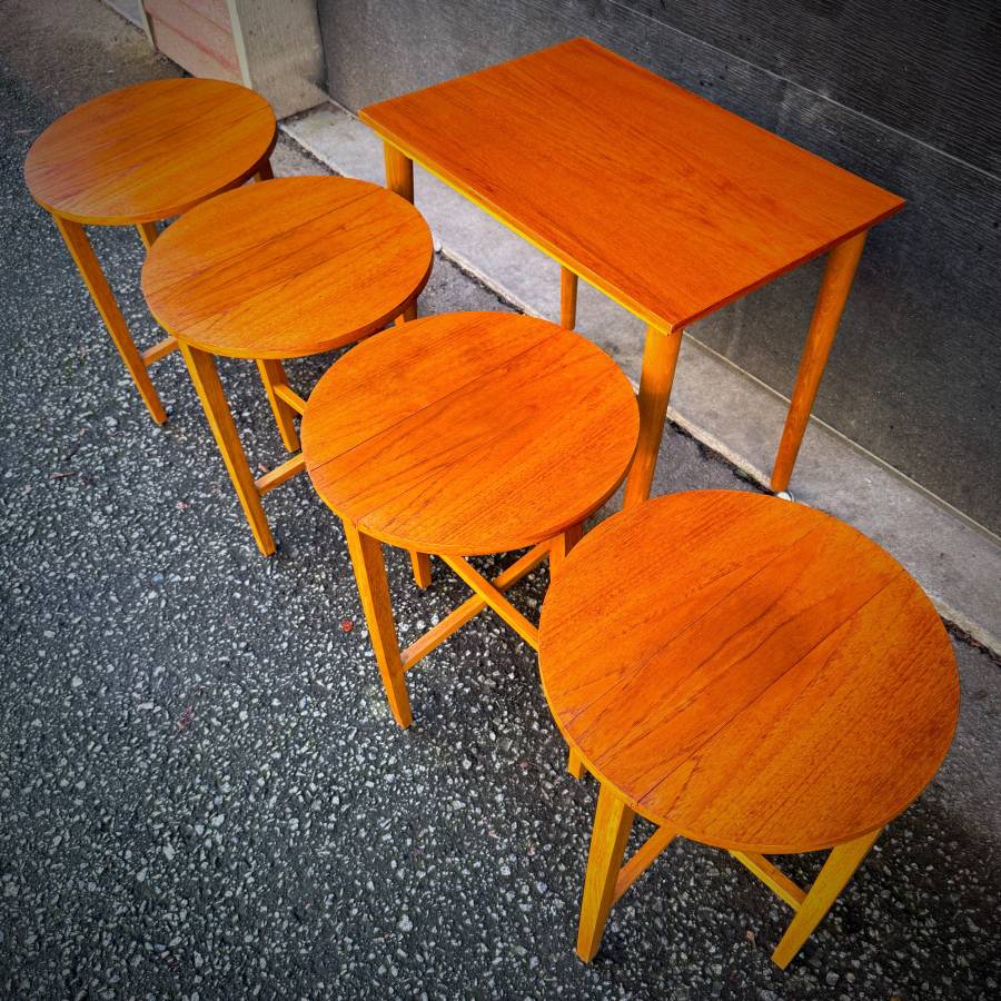 Mid century modern teak table set by Poul Hundevad — photograph 7 of 7