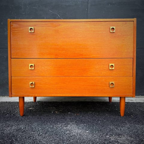 Mid century modern teak 3 drawer dresser