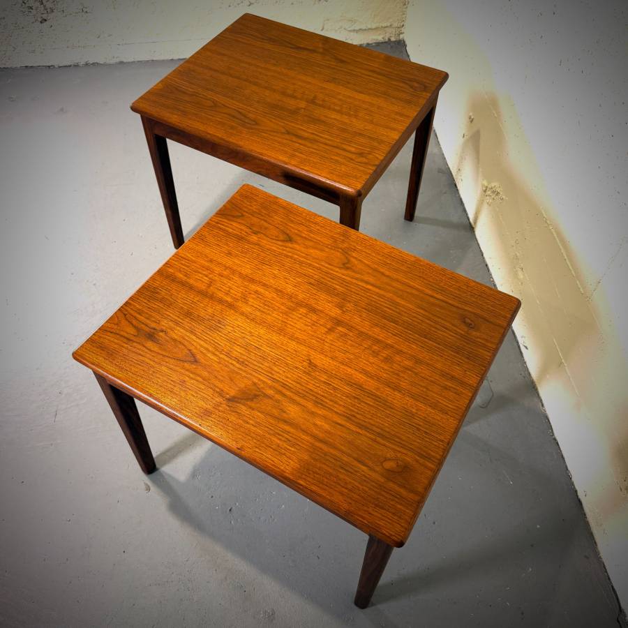 Pair of mid century modern teak side tables — photograph 6 of 6
