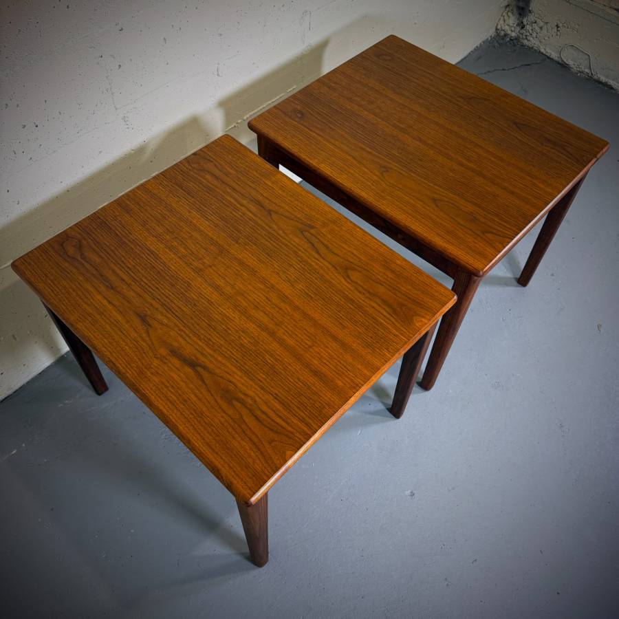 Pair of mid century modern teak side tables — photograph 5 of 6