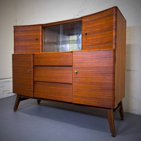 Beautiful refinished mid century modern buffet hutch by Beautility