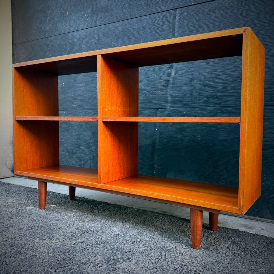 Mid century modern teak double sided open shelving unit — photograph 2 of 6