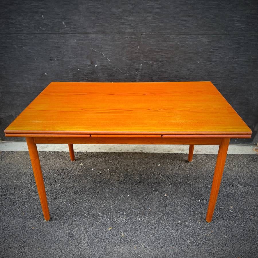 Mid century modern teak dining table with extensions — photograph 2 of 7