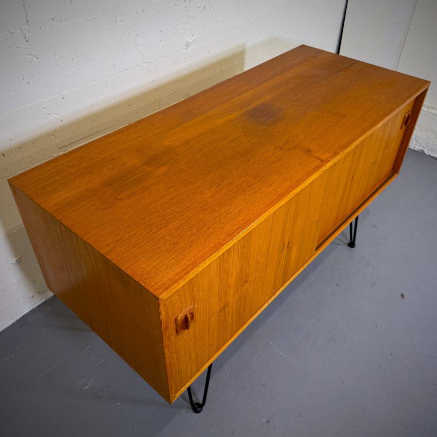 Danish modern atomic teak credenza — photograph 5 of 7