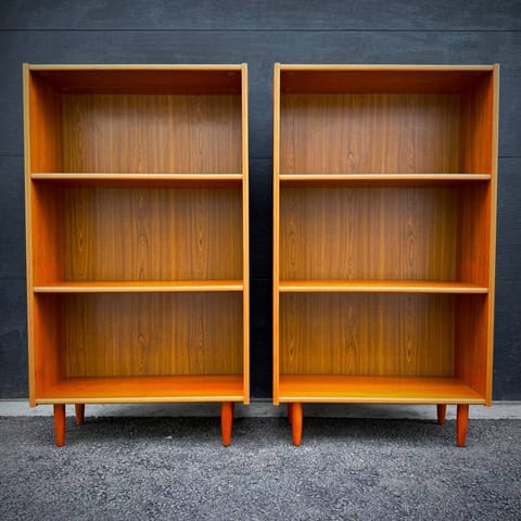 Beautiful pair of mcm teak LP bookshelves made in Denmark