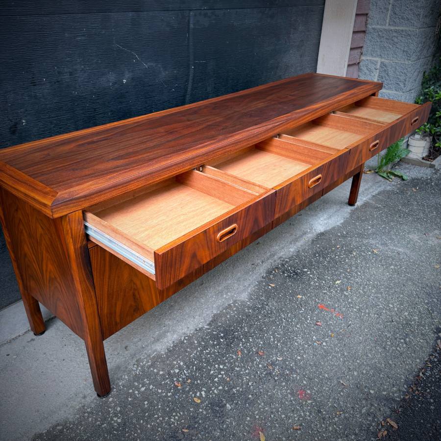Extra long mid century modern walnut credenza — photograph 8 of 8