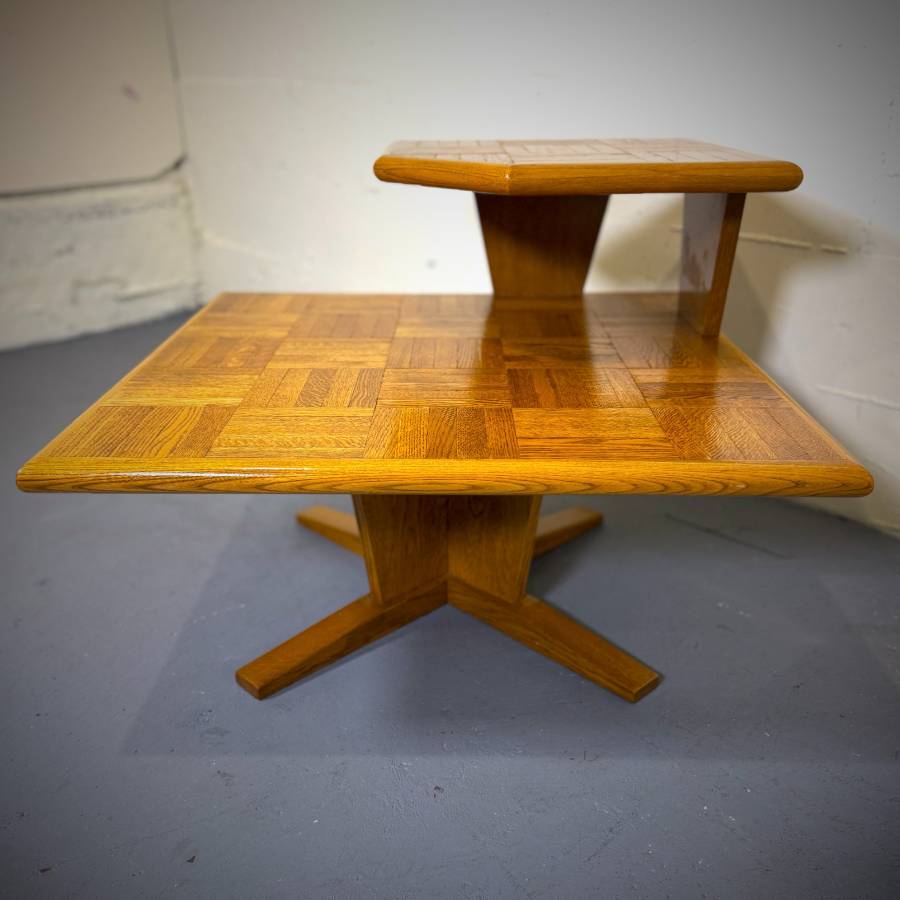 Mid century modern oak two tier side table — photograph 5 of 5