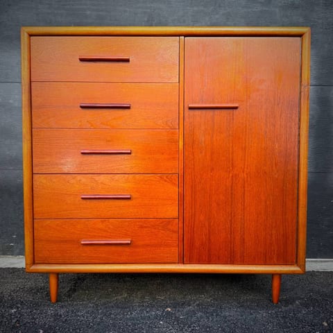 Beautiful large mid century modern teak wardrobe dresser