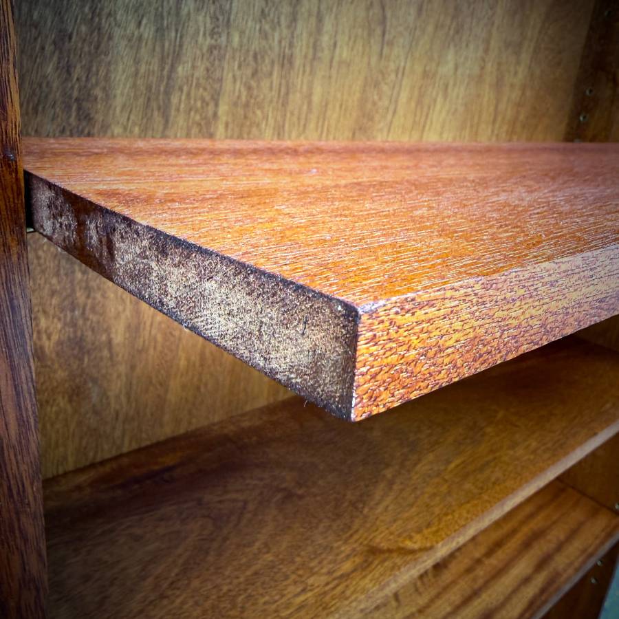 Rare solid mahogany mid century modern shelving unit — photograph 6 of 6