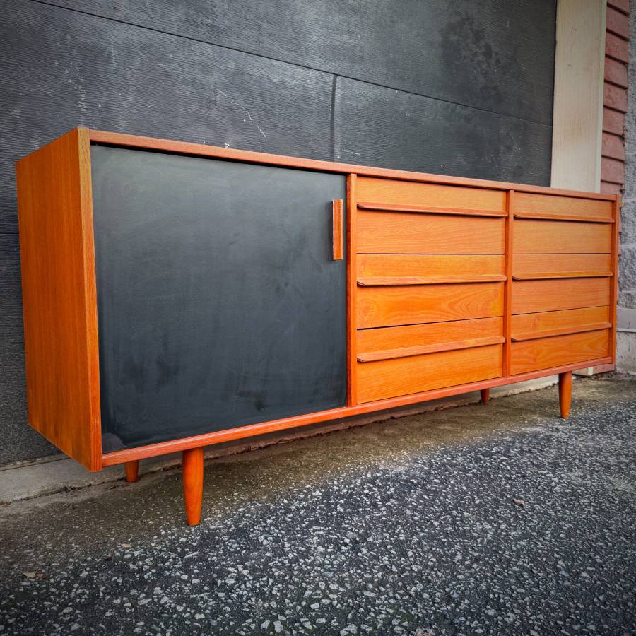 Mid century modern teak dresser credenza — photograph 3 of 6