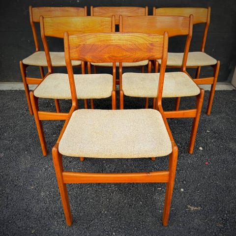 Set of 6 mid century modern teak dining chairs
