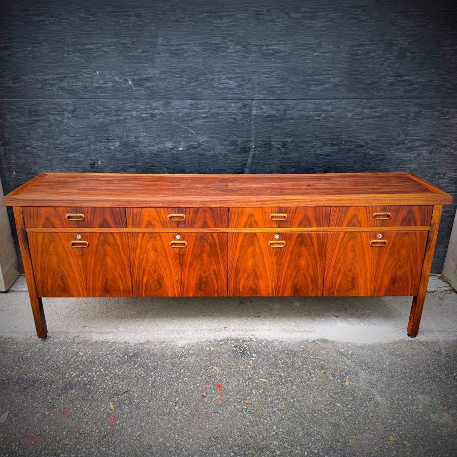 Extra long mid century modern walnut credenza — photograph 4 of 8