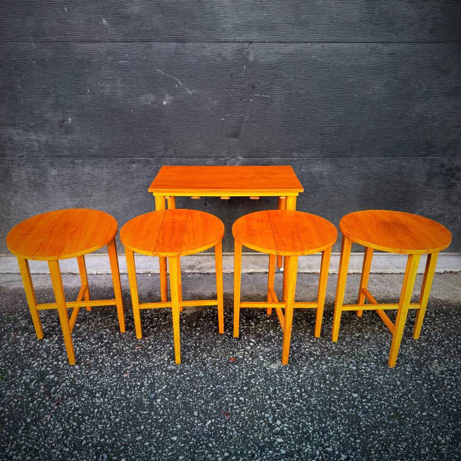 Mid century modern teak table set by Poul Hundevad — photograph 5 of 7