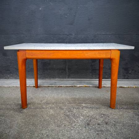 Mid century modern teak and marble coffee table