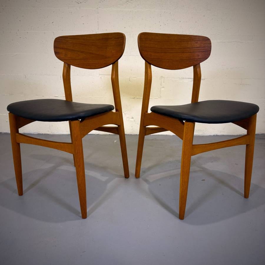 Beautiful set of 6 mcm teak and oak dining chairs — photograph 7 of 12