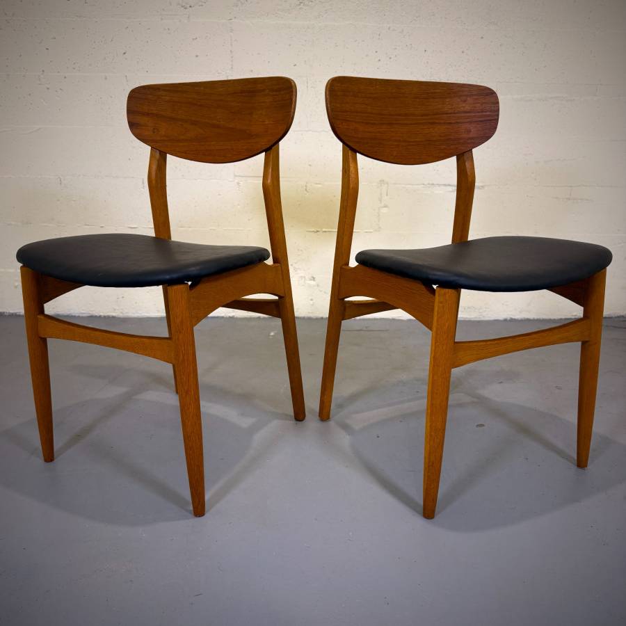 Beautiful set of 6 mcm teak and oak dining chairs — photograph 7 of 12