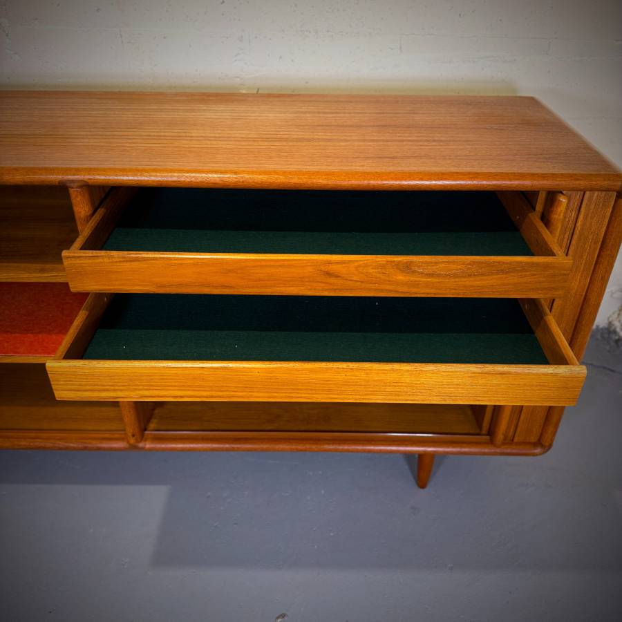 Stunning danish modern teak tambour door credenza — photograph 8 of 9