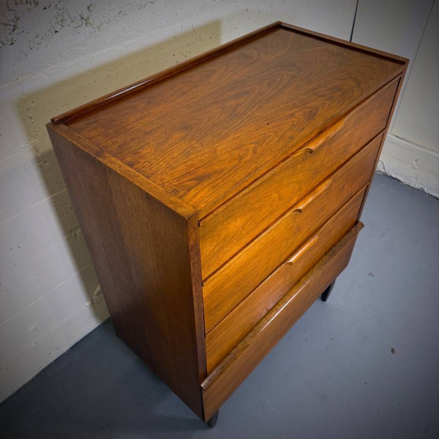 Beautiful Haddon Hall mid century modern walnut tall boy dresser — photograph 5 of 7
