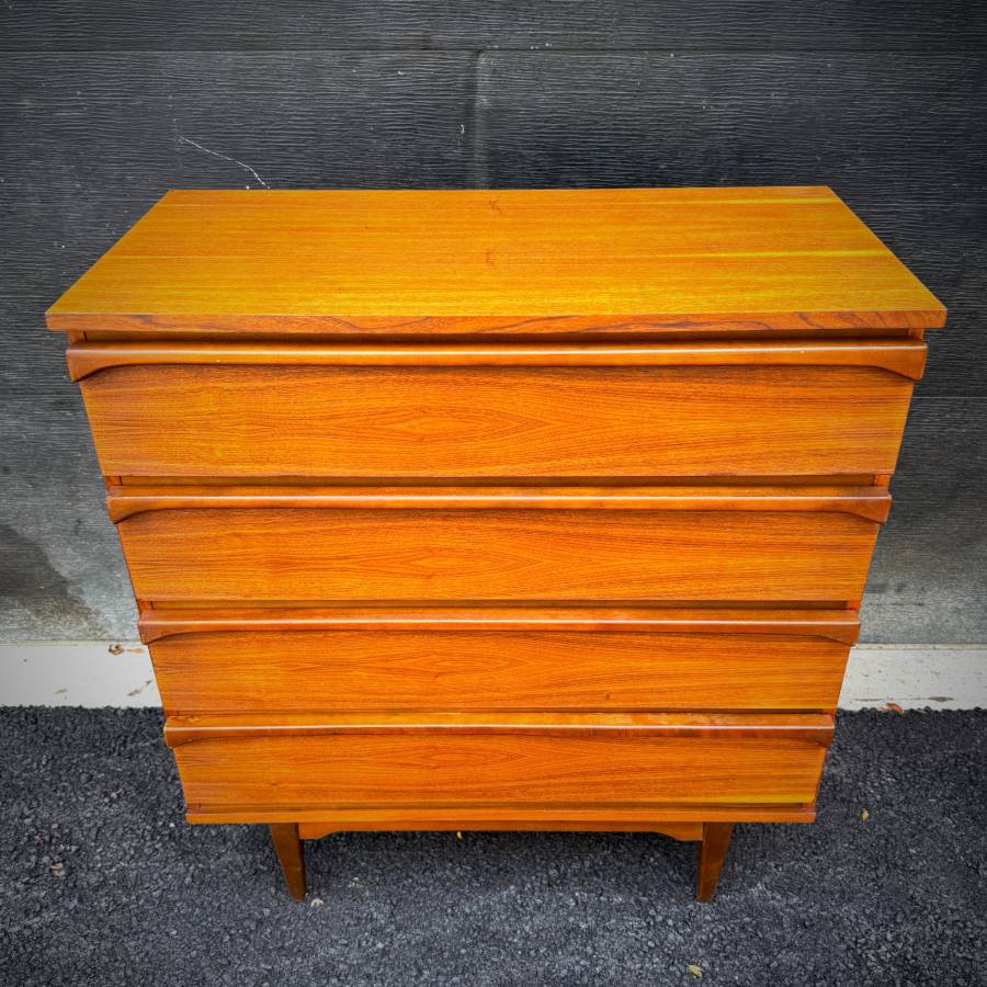 1960s mid century modern walnut tall boy dresser — photograph 4 of 6