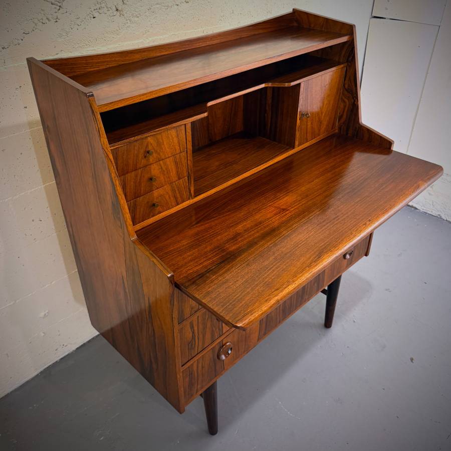 Stunning 1960s danish modern rosewood secretaire desk dresser — photograph 8 of 9