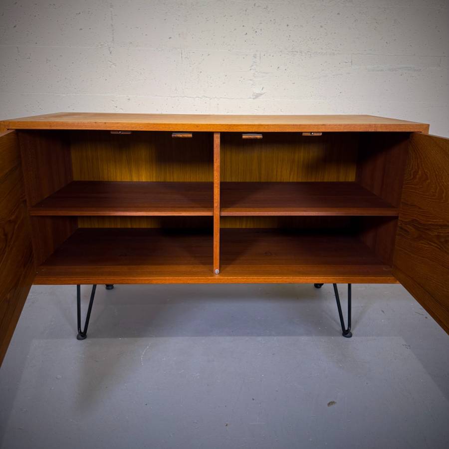 Mid century modern danish bookmatched teak credenza — photograph 6 of 6