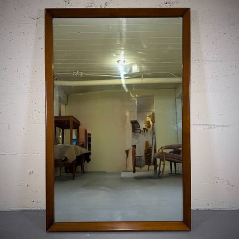 Beautiful mcm vintage thick walnut framed mirror