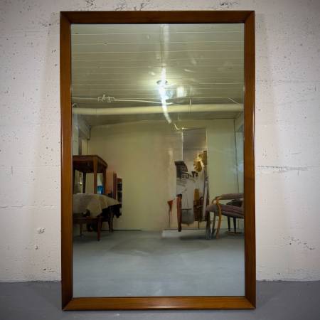 Beautiful mcm vintage thick walnut framed mirror