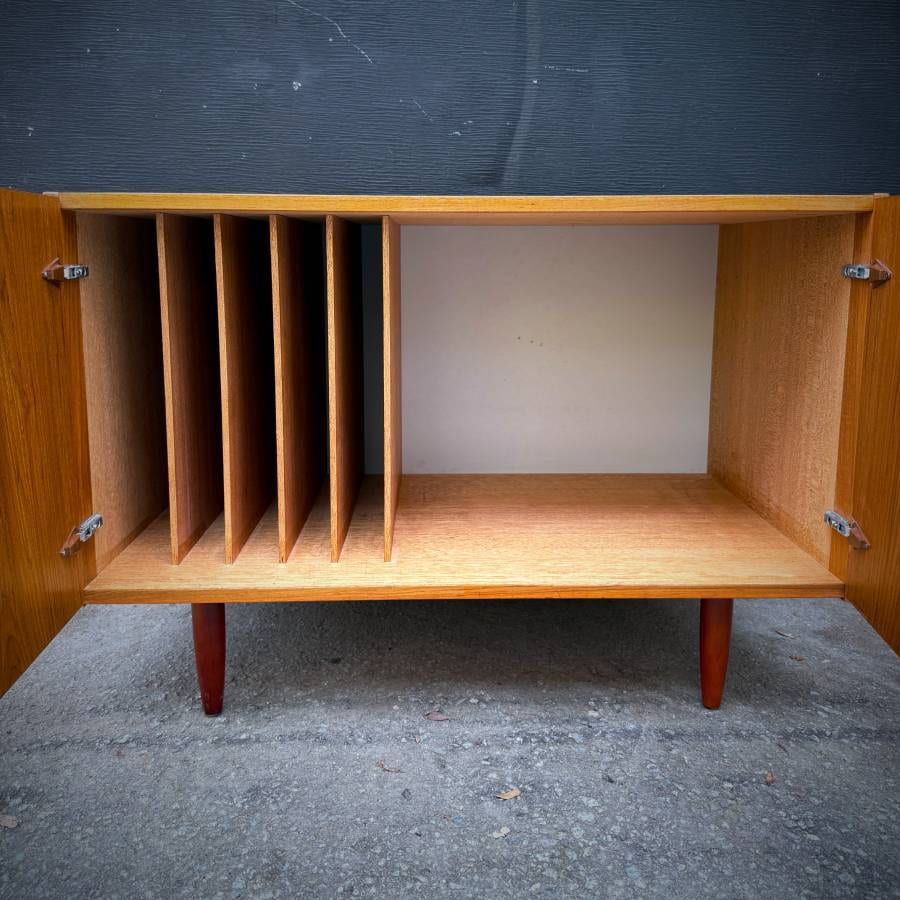 Danish modern teak compact credenza with gold accents — photograph 5 of 6