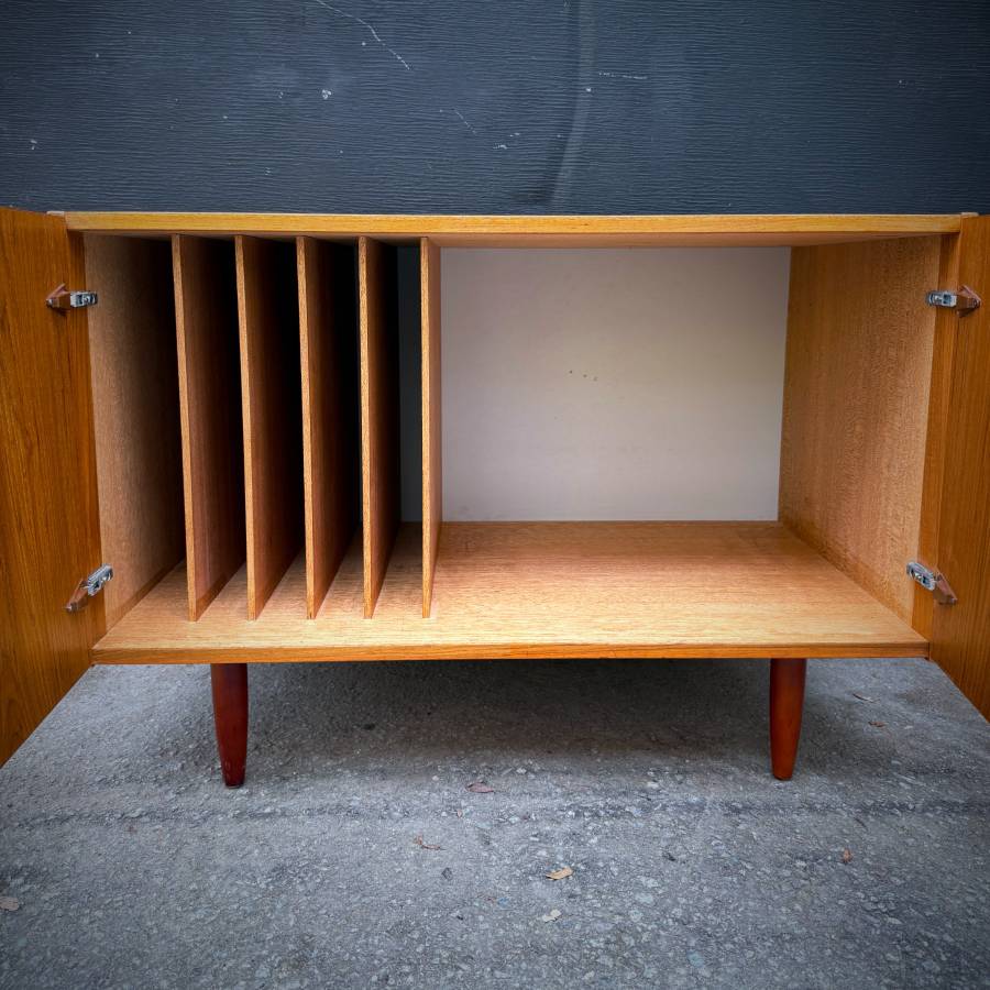 Danish modern teak compact credenza with gold accents — photograph 5 of 6