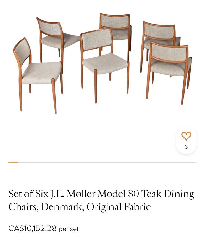 Rare set of 8 J.L. Moller danish modern dining chairs — photograph 11 of 11