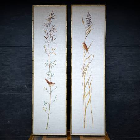 Pair of large vintage needle point artworks