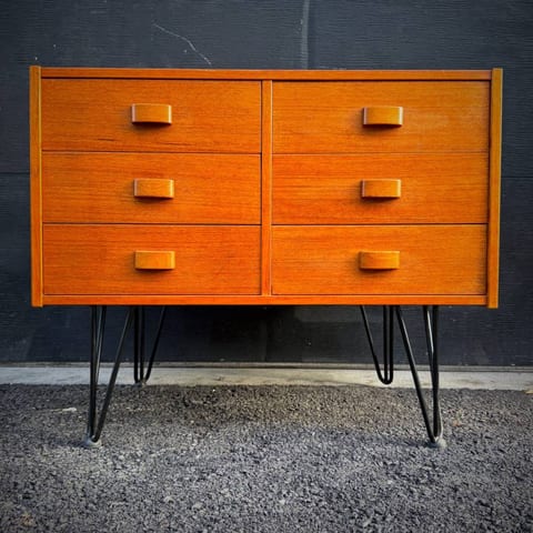 Domino mobler compact mcm teak 6 drawer dresser