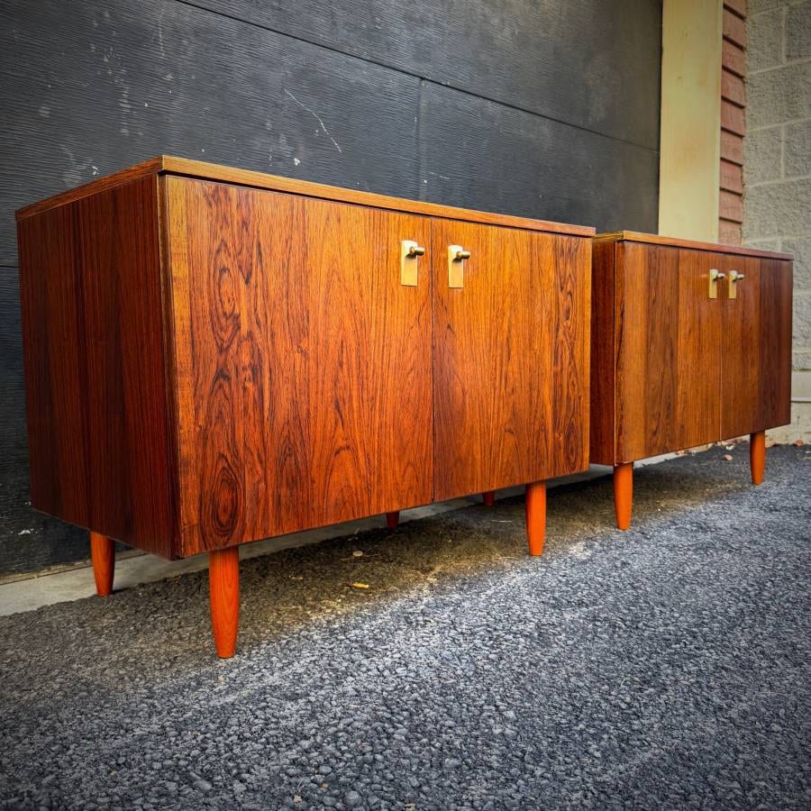 Pair of danish mid century modern rosewood compact credenzas — photograph 3 of 7