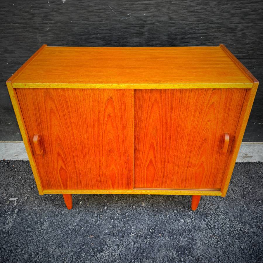 Compact mid century modern teak credenza made in Denmark — photograph 4 of 6