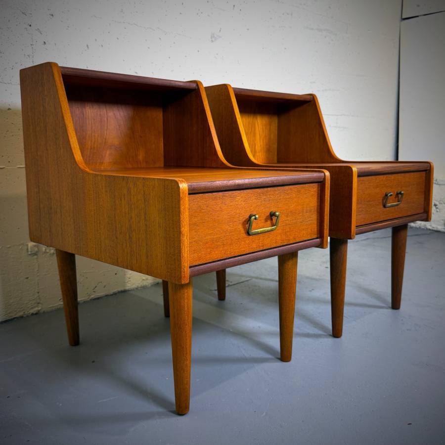 Gorgeous pair of mid century modern teak side tables — photograph 3 of 6